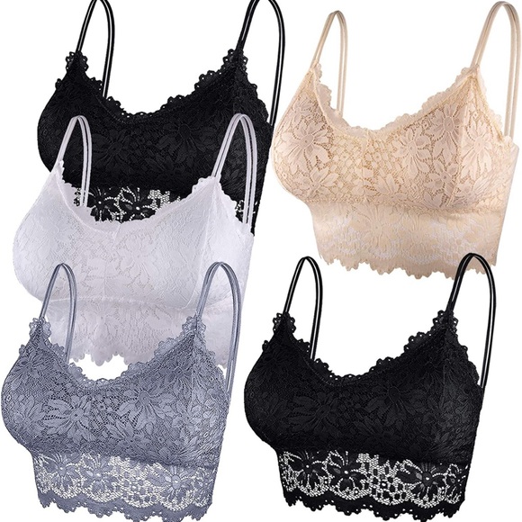 New Duufin 5 Piece Lace Padded Bandeau Bralette Bra / Crop Top Bundle - S/M - Picture 2 of 4